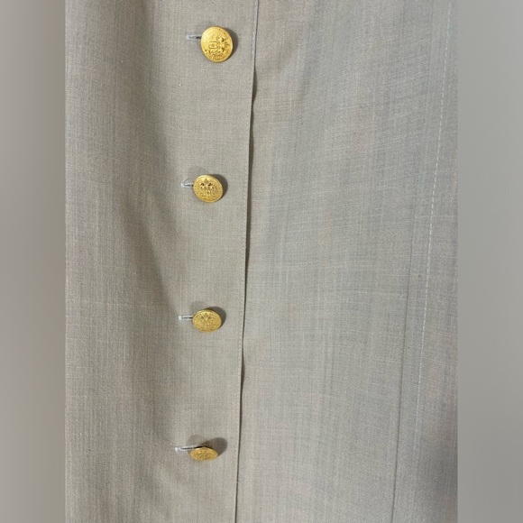 Vintage Bardehle Women’s Size 10 Linen Blend Skirt Gold Buttons Lined Neutral - Picture 2 of 13